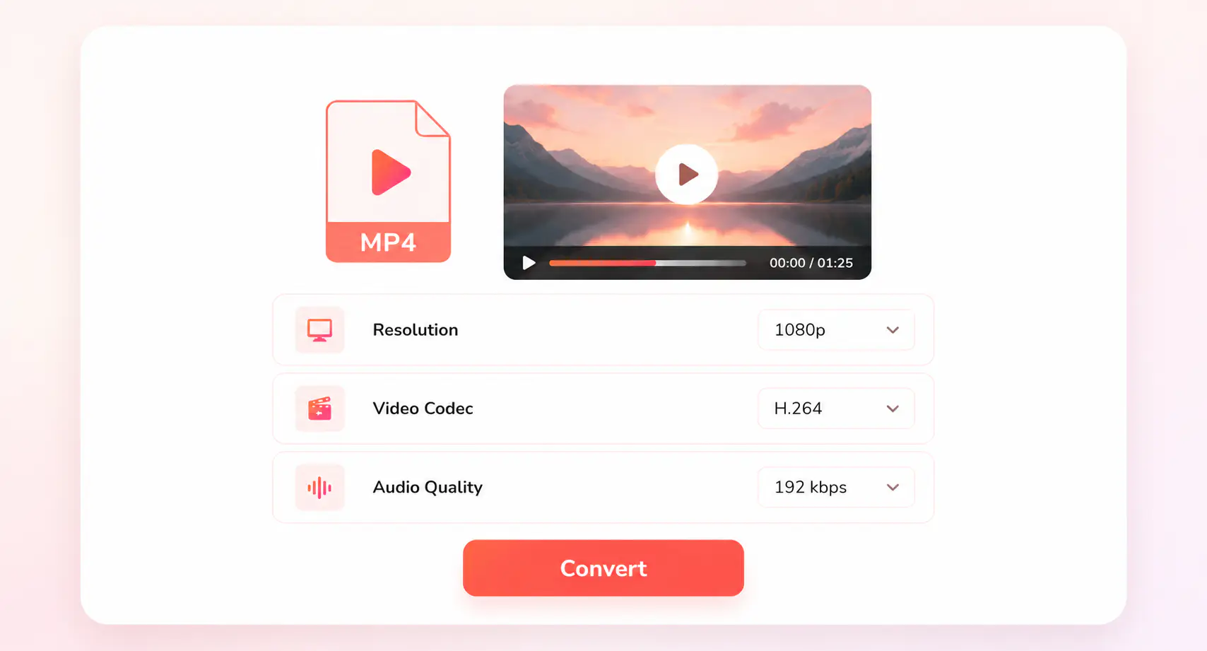 choose mp4 output format resolution and codec