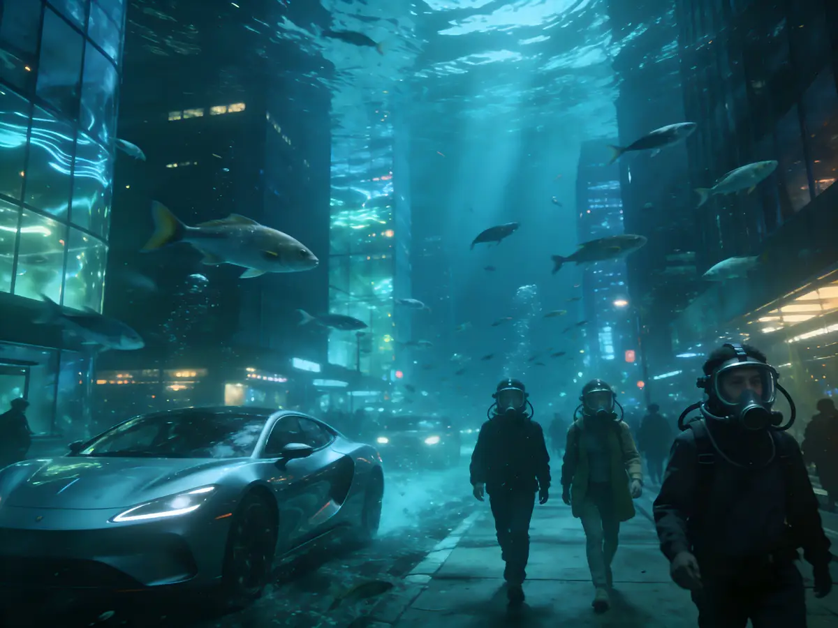 cyberpunk underwater city