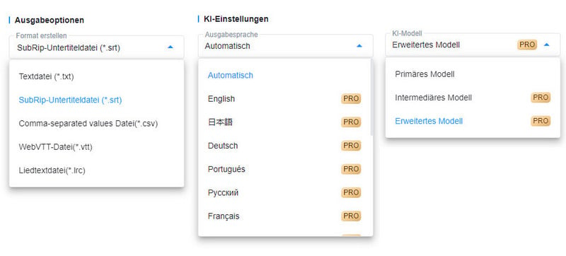 Ausgabeeinstellungen anpassen