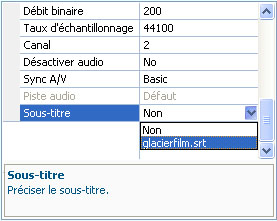 choisir sous-titre srt pour avi