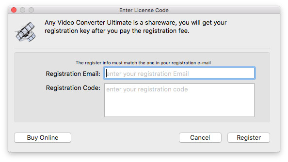 registration dialog