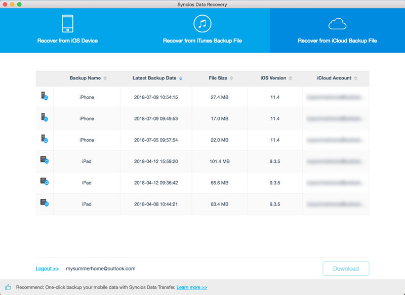 icloud backup list