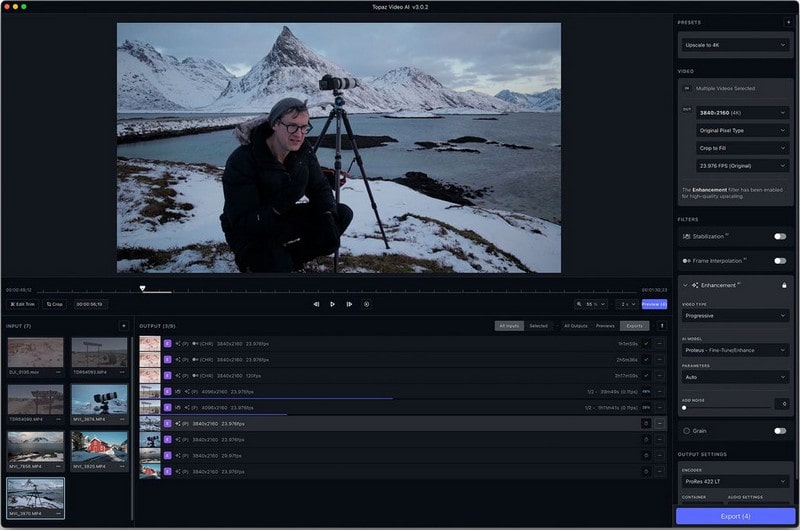 topaz video enhancer ai interface