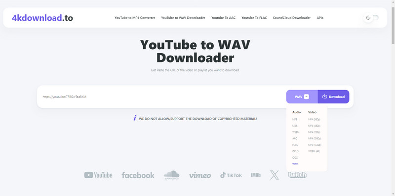 convert youtube to wav online 4kdownloadto