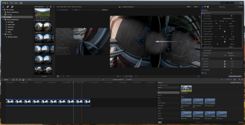 Operating interface of Final Cut Pro