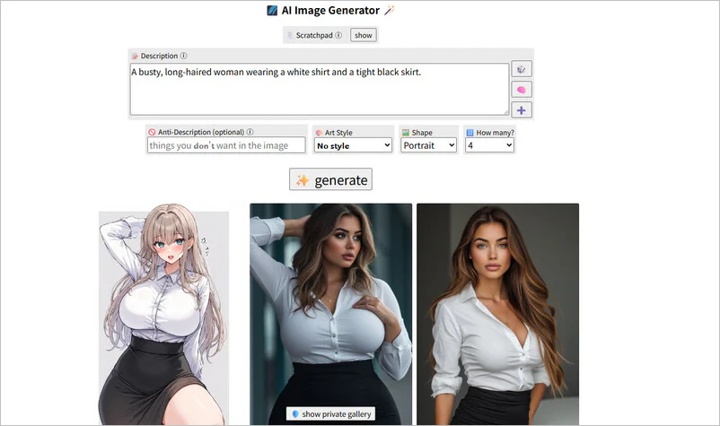 generate nsfw image online with perchance