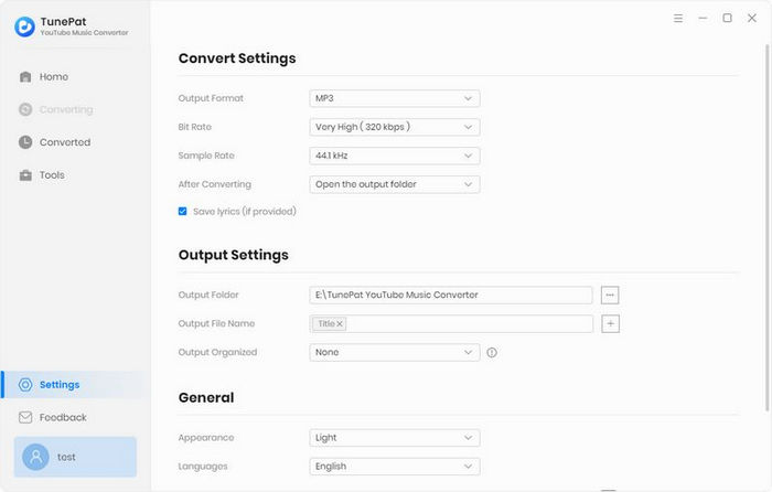 set output audio format as mp3