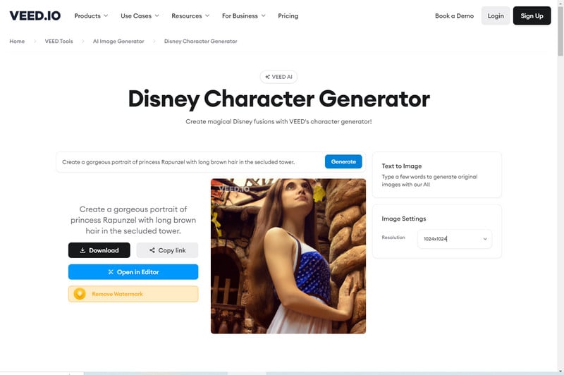 veedio ai disney character generator