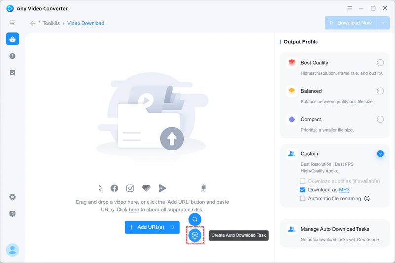 create an auto download task